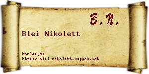 Blei Nikolett névjegykártya